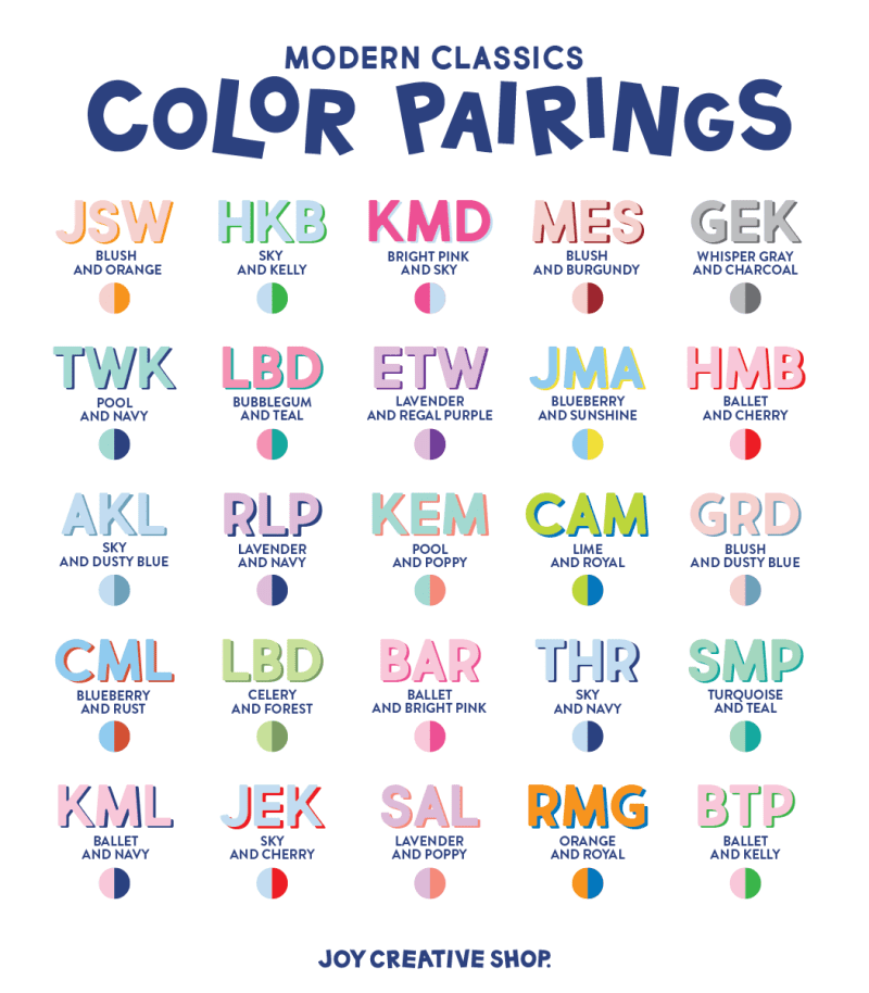 Color Pairings Modern Classic Monogram