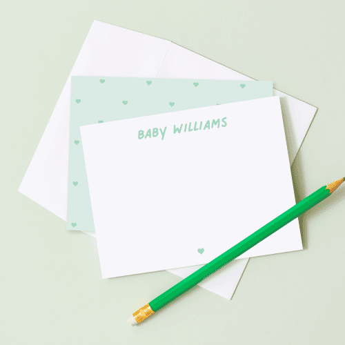 JCSBabyCollectionPersonalizedHeartNotecardListingImage MINT 01